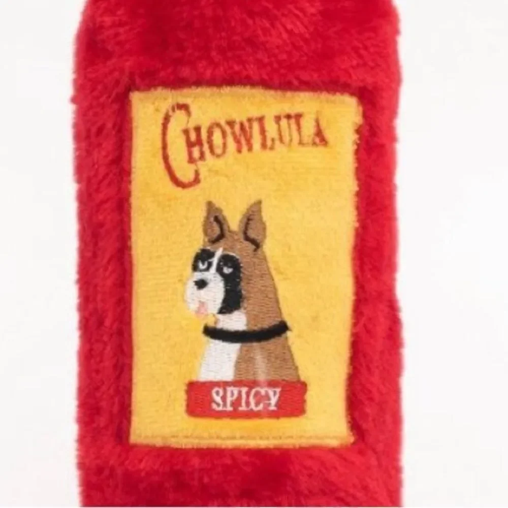Zippy Paws Red Yellow Crusherz Chowlula Hot Sauce Plush Crinkle Dog Toy